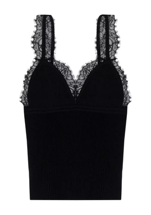 Blumarine lace-trimmed ribbed top - Black