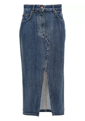 ASPESI appliqué-logo denim skirt - Blue