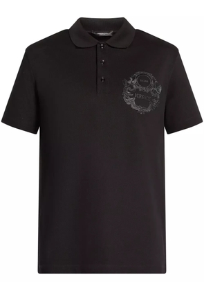 Versace logo-embroidered polo shirt - Black