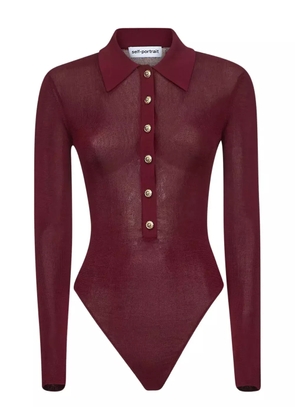 Self-Portrait cotton bodysuit - Red