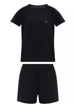 Emporio Armani logo-embellished pajama set - Black