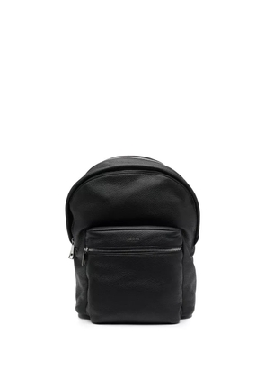 Zegna logo-plaque leather backpack - Black