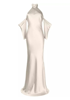 Michelle Mason halterneck drop-sleeve maxi dress - Neutrals