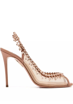 Aquazzura 105mm open-toe slingback heeled pumps - Neutrals