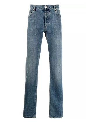 Alexander McQueen logo-embroidered straight-leg jeans - Blue
