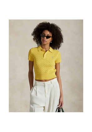Cable-Knit Cotton Cropped Polo Shirt