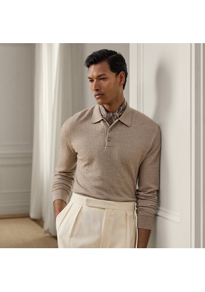 Houndstooth Cashmere Polo-Collar Jumper