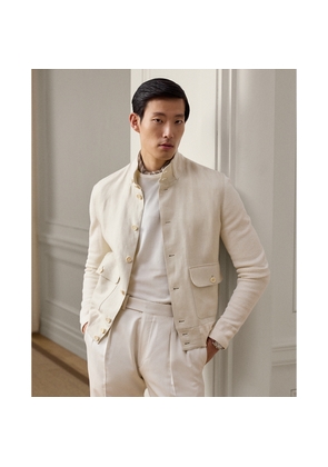 Linen-Panelled Silk-Blend Cardigan