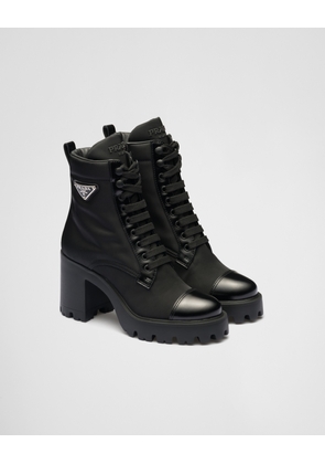 Re-Nylon and leather booties