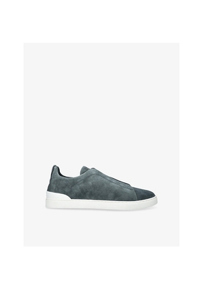 Mens Zegna Tripe-Stitch Suede Low-Top Trainers