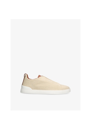 Mens Zegna Triple Stitch Denim Low-Top Trainers