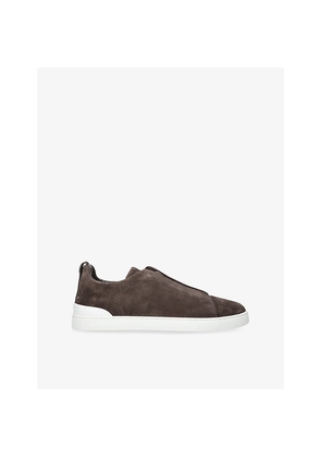 Mens Zegna Triple Stitch Panelled Suede Low-Top Trainers