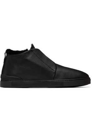 ZEGNA Black Triple Stitch Sneaker