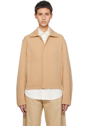 ZEGNA Beige Press-Stud Jacket