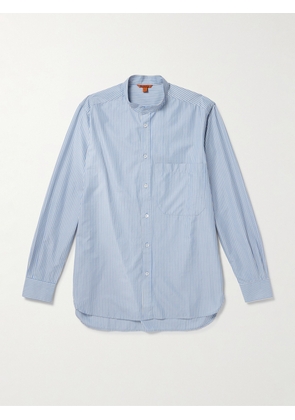 Barena - Grandad-Collar Striped Cotton-Poplin Shirt - Men - Blue - IT 44