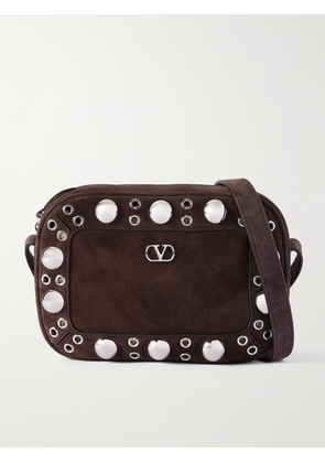 Valentino Garavani - Nellcôte Embellished Suede Messenger Bag - Men - Brown
