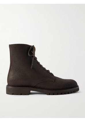 Brunello Cucinelli - Pedula Waxed-Suede Boots - Men - Brown - EU 40