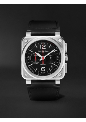 Bell & Ross - BR 03 Automatic Chronograph 42mm Stainless Steel and Leather Watch, Ref. No. BR0394-BLC-ST/SCA - Men - Black