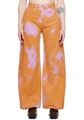 Marques Almeida Orange & Pink Tie-Dye Boyfriend Jeans