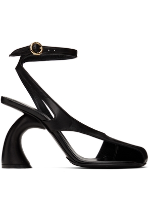 Dries Van Noten Black Leather Heeled Sandals
