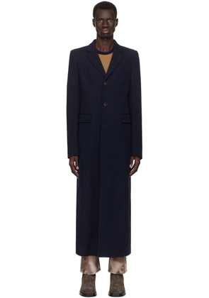 Dries Van Noten Navy Wool Coat