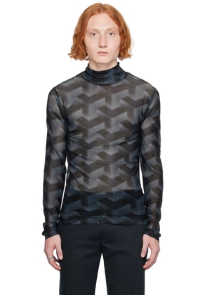 Dries Van Noten Navy Graphic Turtleneck