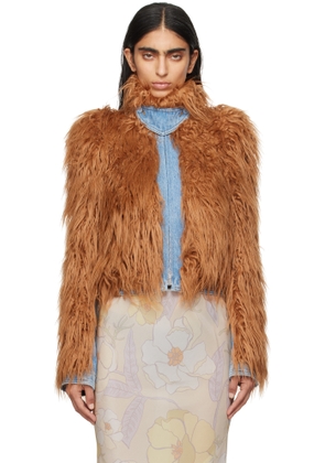 Dries Van Noten Tan Paneled Faux-Fur Jacket