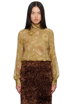 Dries Van Noten Yellow Crepe Blouse