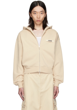 JACQUEMUS Beige La Casa 'Le hoodie Gros Grain zippé' Hoodie