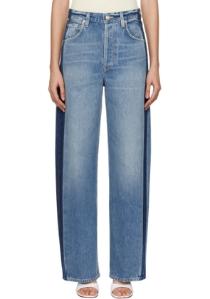 Citizens of Humanity Blue Ayla Baggy Tuxedo Stripe Jeans