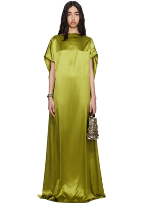 Dries Van Noten Green Silk Floor Length Maxi Dress