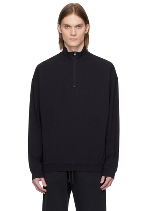 SKIMS Black Jersey Lounge Relaxed Quarter Zip Sweatshirt
