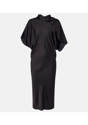 Rick Owens Seb draped charmeuse midi dress