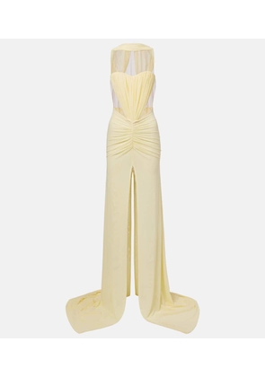 David Koma Ruched halterneck gown
