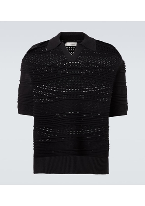 Commas Crochet cotton-blend polo shirt