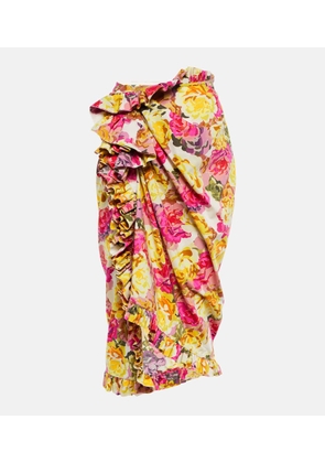 Dries Van Noten Sina high-rise printed cotton poplin midi skirt