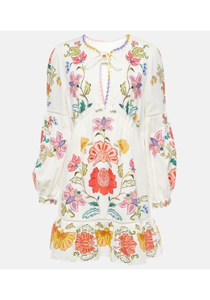 Farm Rio Floral Insects linen-blend minidress