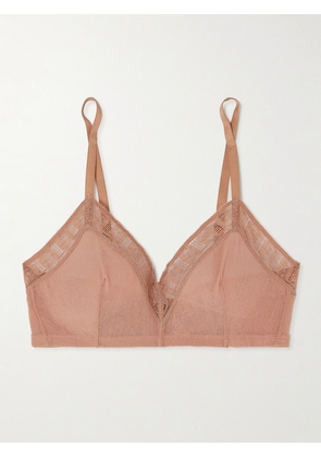 Eres - Linon Mémoire Lace-trimmed Stretch-tulle Soft-cup Triangle Bra - Neutrals - 70B,75B,80B,70C,75C,80C