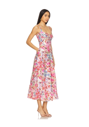 Bardot Lilah Corset Midi Dress in Pink. Size 10. Also in 12, 2, 4, 6, 8.