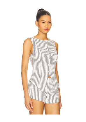 ALL THE WAYS Alerie Button Front Top in Black,White. Size L. Also in S, XS, XXS.