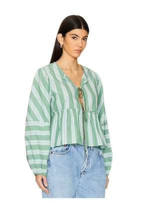 Free People Brunch Babe Blouse in Green. Size L. Also in M, S, XS.