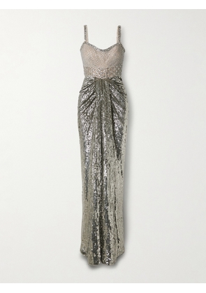 Jenny Packham - Only You Draped Embellished Tulle Gown - Silver - UK 6,UK 8,UK 10,UK 12,UK 14,UK 16