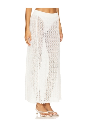 Ganni Shiny Pointelle Long Skirt in White. Size M. Also in L, XS.