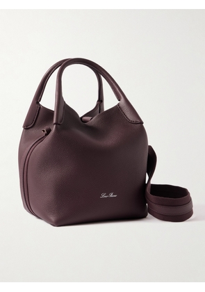 Loro Piana - Bale Canvas-trimmed Textured-leather Tote - Burgundy - One size