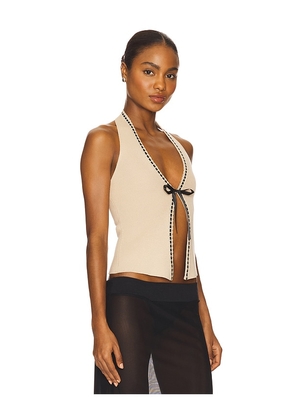 MAJORELLE Kladuia Top in Beige. Size L. Also in M, XL, XS.