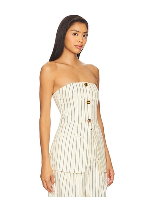 SIMONMILLER Mori Strapless Linen Top in Cream. Size 10. Also in 0, 12, 2, 4, 6, 8.