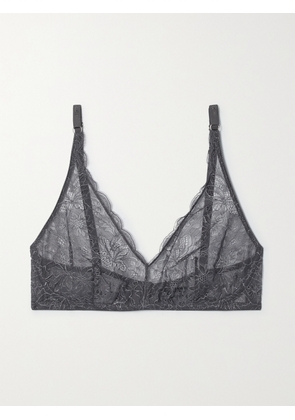 I.D. SARRIERI - Charlotte Lace And Tulle Soft-cup Triangle Bra - Gray - 32B,34B,36B,32C,34C,36C,32D,34D,36D