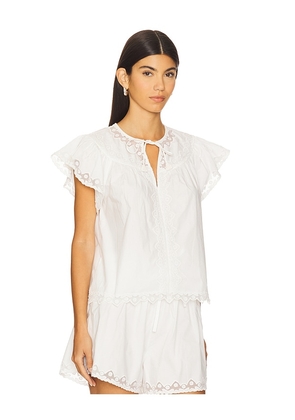 Ulla Johnson Effie Flutter Sleeve Top in White. Size 0. Also in 10, 2, 4, 6.