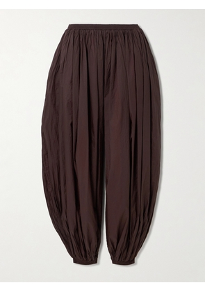 Alaïa - Pleated Chiffon Tapered Pants - Burgundy - FR 34,FR 36,FR 38,FR 40,FR 42,FR 44