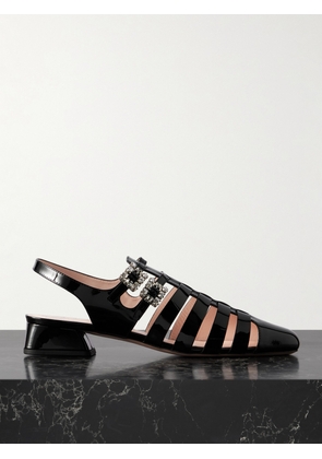 Roger Vivier - Mini Très Vivier 25 Crystal-embellished Patent-leather Sandals - Black - IT36,IT37,IT38,IT39,IT40,IT41